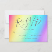  regenbooggradiënt kleurrijk LGBTQ-huwelijk RSVP Kaartje (Voorkant)