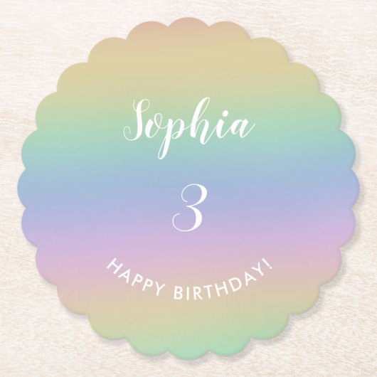 Regenbooggradiënt Kleurrijke pasta's Verjaardag Kartonnen Onderzetters (Voorkant)