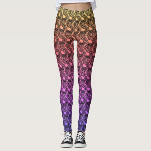 Regenbooggradiënt pangolin statement leggings (Voorkant)