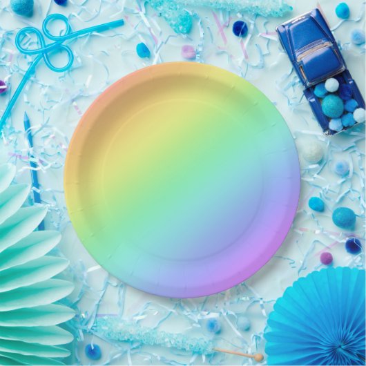 Regenbooggradiënt Papieren Bordje (Feest)