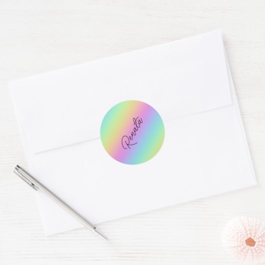 Regenbooggradiënt Ronde Sticker (Envelop)