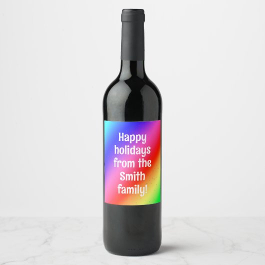  regenbooggradiëntlabels wijn etiket (Voorkant)