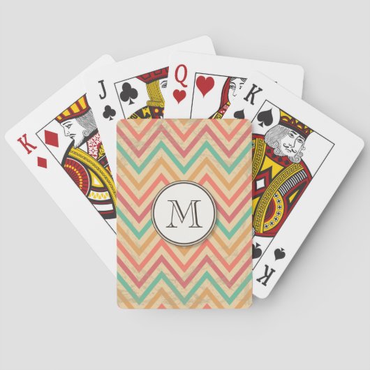 Regenbooggrap Zigzag Chevron Stripes Pokerkaarten (Achterkant)