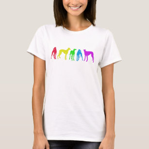 Regenbooggreyhounds, kleurrijke silhouettes t-shirt