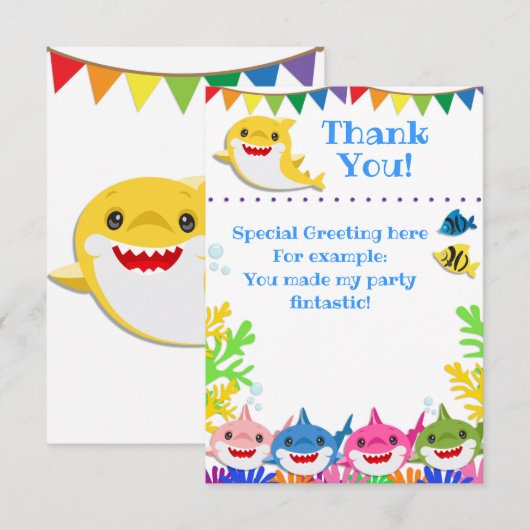 Regenbooghaaien Birthday Celebratie Bedankkaart (Voorkant / Achterkant)