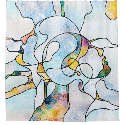 Regenbooghaaien. Eenheid van Glas in lood. Bac Douchegordijn (Voorkant)