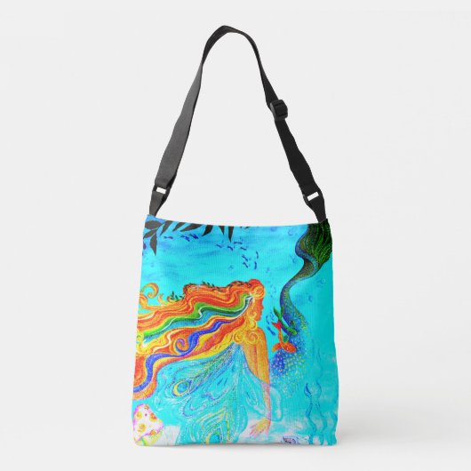 regenbooghaaienblauw crossbody tas (Achterkant)