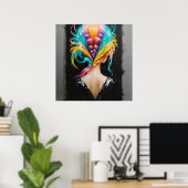 Regenbooghaar - Achterwaartse portretstijl Poster (Thuiskantoor)