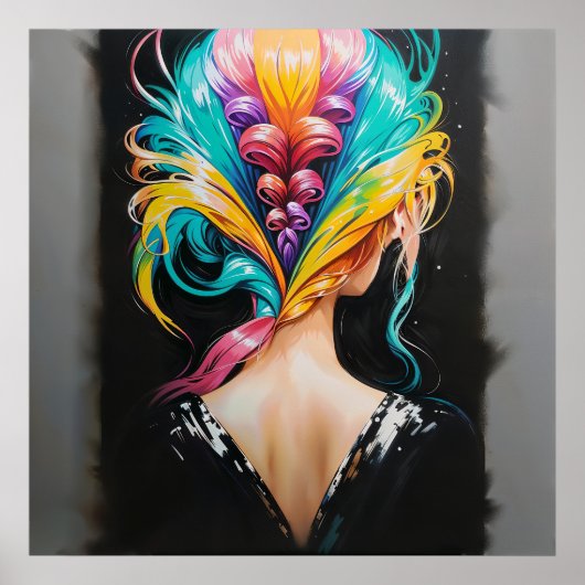 Regenbooghaar - Achterwaartse portretstijl Poster (Voorkant)