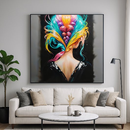 Regenbooghaar - Achterwaartse portretstijl Poster