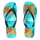 regenbooghaar blauw teenslippers (Voetbed)