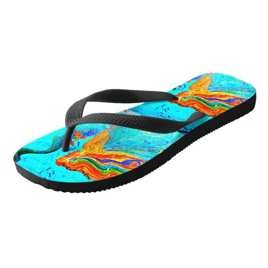 regenbooghaar blauw teenslippers (Schuin)