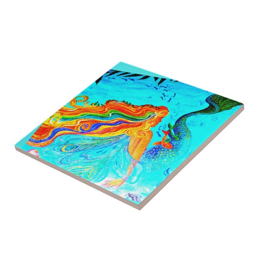 regenbooghaar blauw tegeltje (Zijkant)