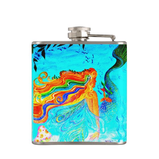 regenbooghaar mermaïde heupkolf heupfles (Achterkant)