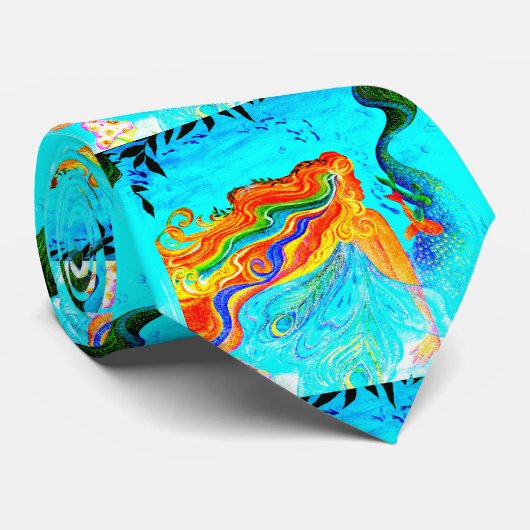 regenbooghaar mermaïde stropdas (Opgerold)