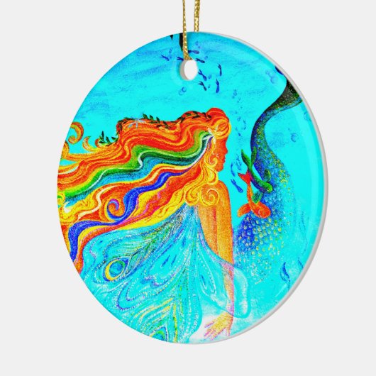 regenbooghaar mermaïde versiering keramisch ornament (Links)