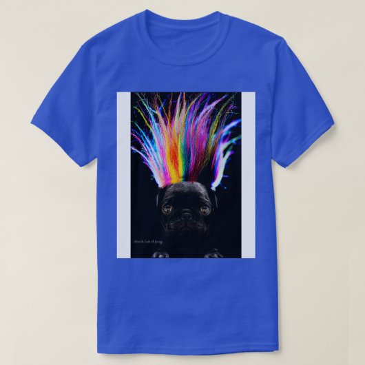 Regenbooghaar Pug T-shirt (Design voorkant)