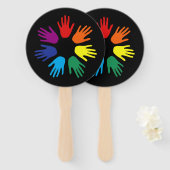 Regenbooghanden Handwaaier (Voorkant en achterkant)
