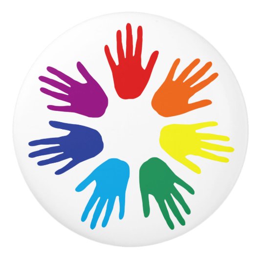 Regenbooghanden Keramische Knop (Voorkant)