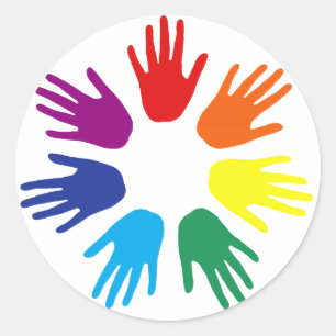 Regenbooghanden Ronde Sticker