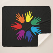 Regenbooghanden Sherpa Deken (Voorkant (horizontaal))