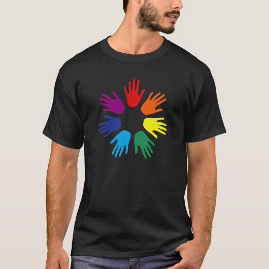 Regenbooghanden T-shirt (Voorkant)
