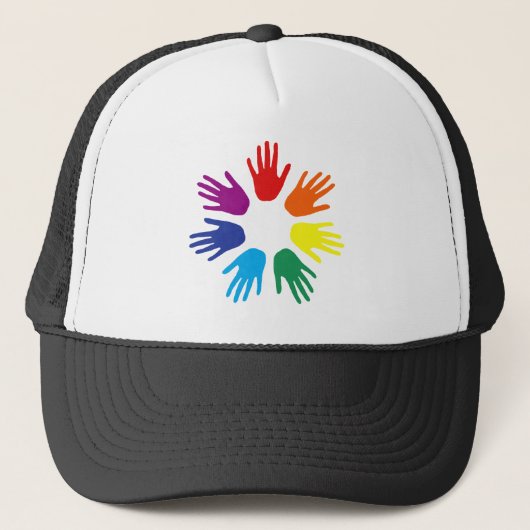 Regenbooghanden Trucker Pet (Voorkant)