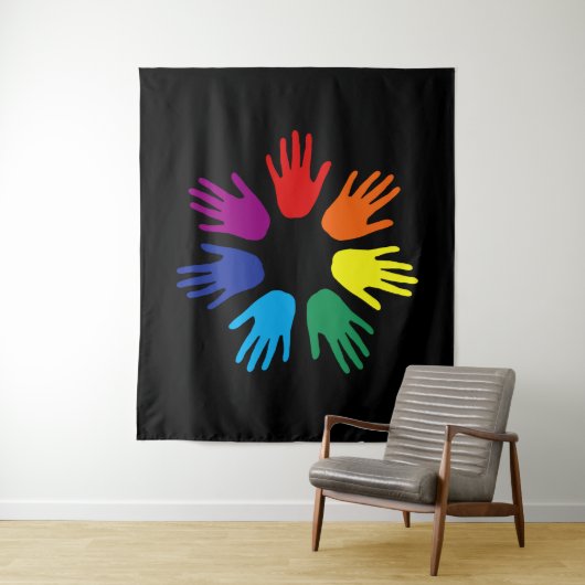 Regenbooghanden Wandkleed (In situ)
