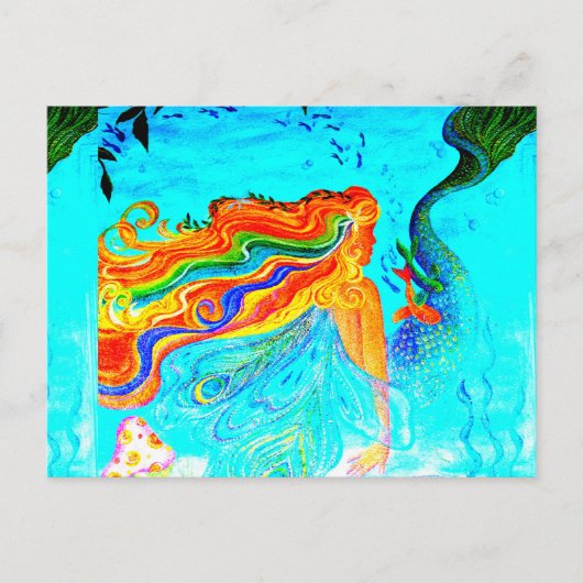 regenboogharige zeemeermin briefkaart (Voorkant)