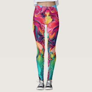 Regenboogharige zeemeermin met cocktail leggings
