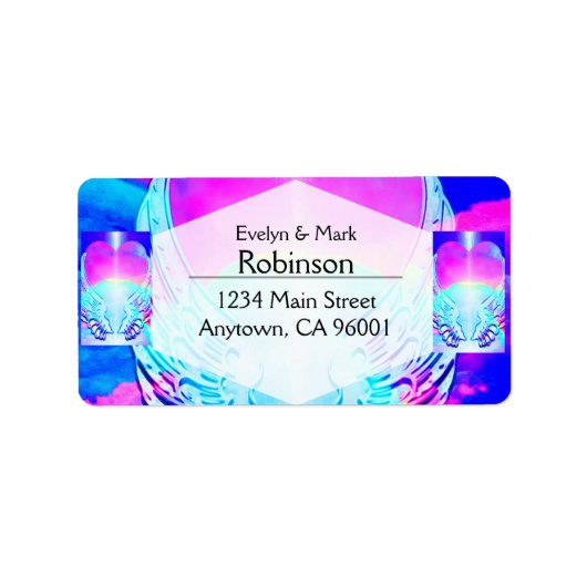 Regenbooghart en engelenvleugels etiket (Voorkant)