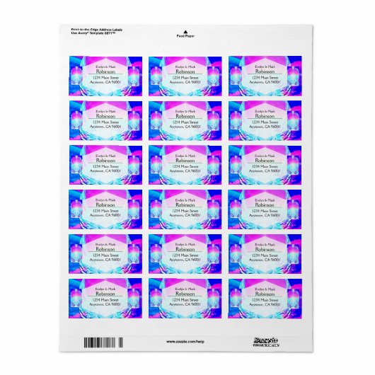 Regenbooghart en engelenvleugels etiket (Full Sheet)