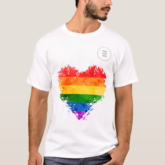 regenbooghart en uw eigen logo t-shirt (Voorkant)