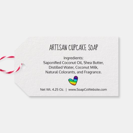 Regenbooghart gemaakt met trots LGBTQ ambachtsman Cadeaulabel (Achterkant Horizontaal)