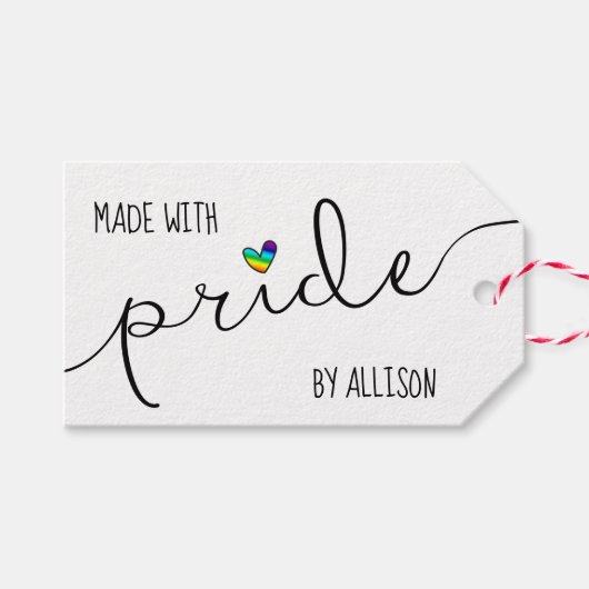 Regenbooghart gemaakt met trots LGBTQ ambachtsman Cadeaulabel (Voorkant (Horizontaal))
