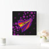 Regenbooghart met sterren vierkante klok (Huis)