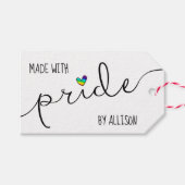 Regenbooghart met trots gemaakt LGBTQ ambachtsman Cadeaulabel (Voorkant (Horizontaal))