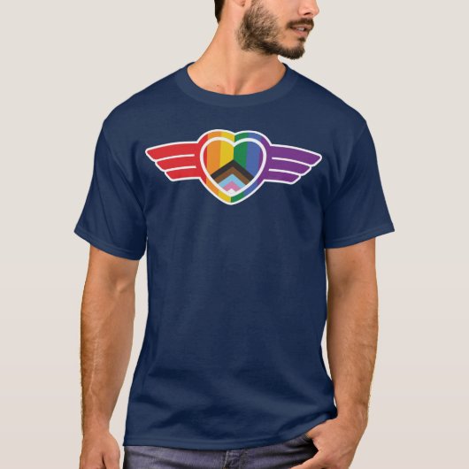 Regenbooghart met vleugels t-shirt (Voorkant)