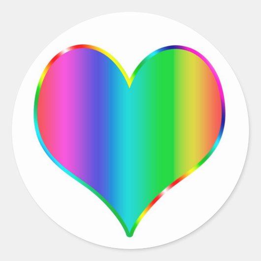Regenbooghart Ronde Sticker (Voorkant)