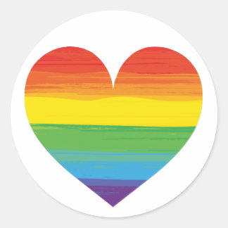 Regenbooghart Ronde Sticker