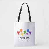 Regenboogharten Kinder Baby NAME Love Art Fun Tote Bag (Voorkant)