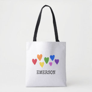 Regenboogharten Kinder Baby NAME Love Art Fun Tote Bag