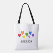 Regenboogharten Kinder Baby NAME Love Art Fun Tote Bag (Achterkant)