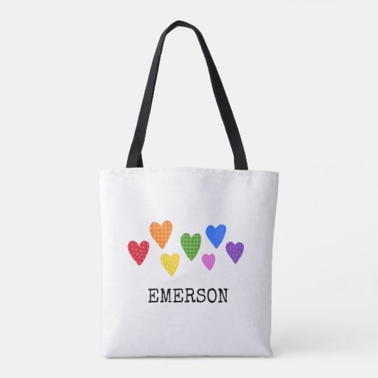 Regenboogharten Kinder Baby NAME Love Art Fun Tote Bag (Achterkant)