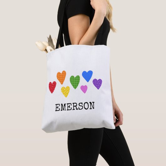 Regenboogharten Kinder Baby NAME Love Art Fun Tote Bag (Dichtbij)