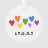 Regenboogharten Kinder NAAM DATE Love Artwork Fun Ornament (voorkant)