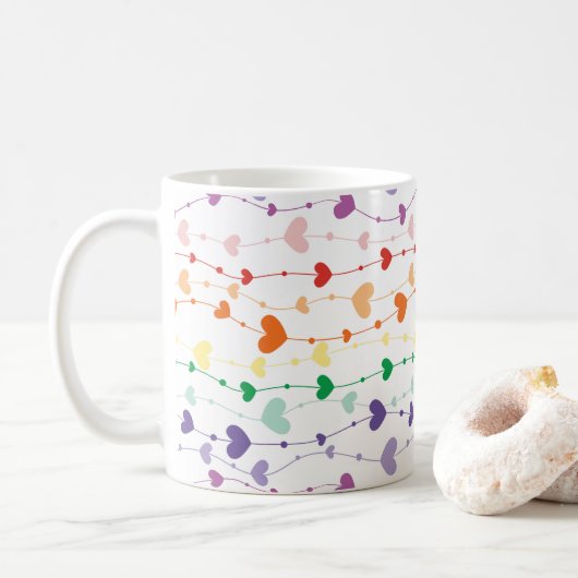  regenboogharten Patroon Kitchen Koffiemok (Met donut)