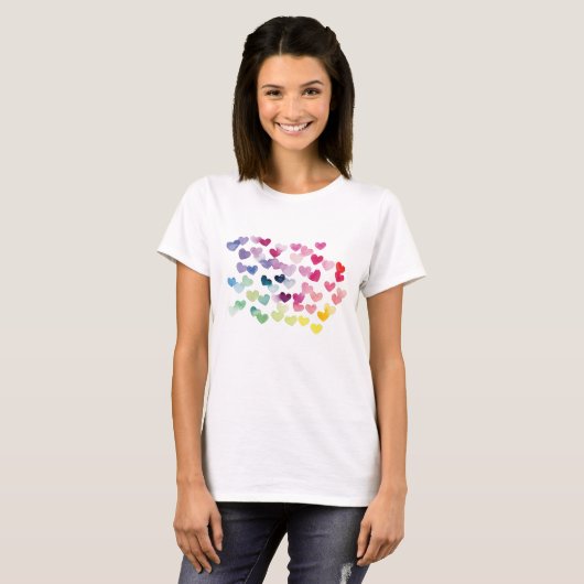 Regenboogharten trots houden van kleurrijke waterv t-shirt (Voorkant volledig)