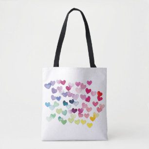Regenboogharten trots houden van kleurrijke waterv tote bag