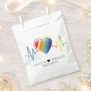 Regenbooghartslag Abstract Scribble Heart LGBQ Bedankzakje